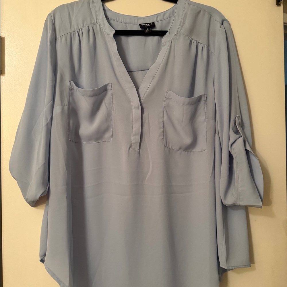 Torrid Soft Blue Blouse with Pockets